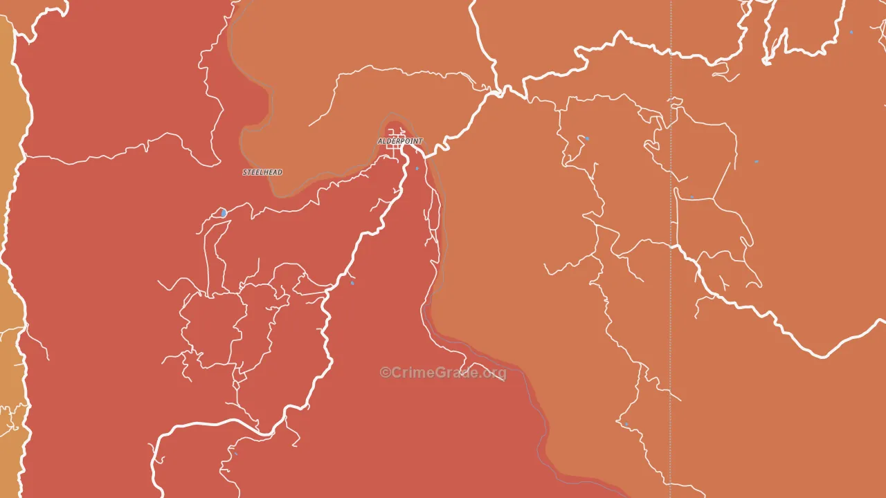 Alderpoint, CA Map of Assault Rates