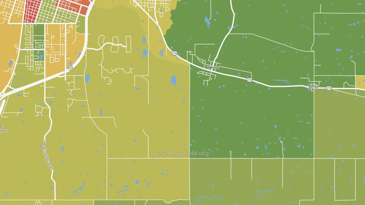 Alderson, OK Map of Assault Rates