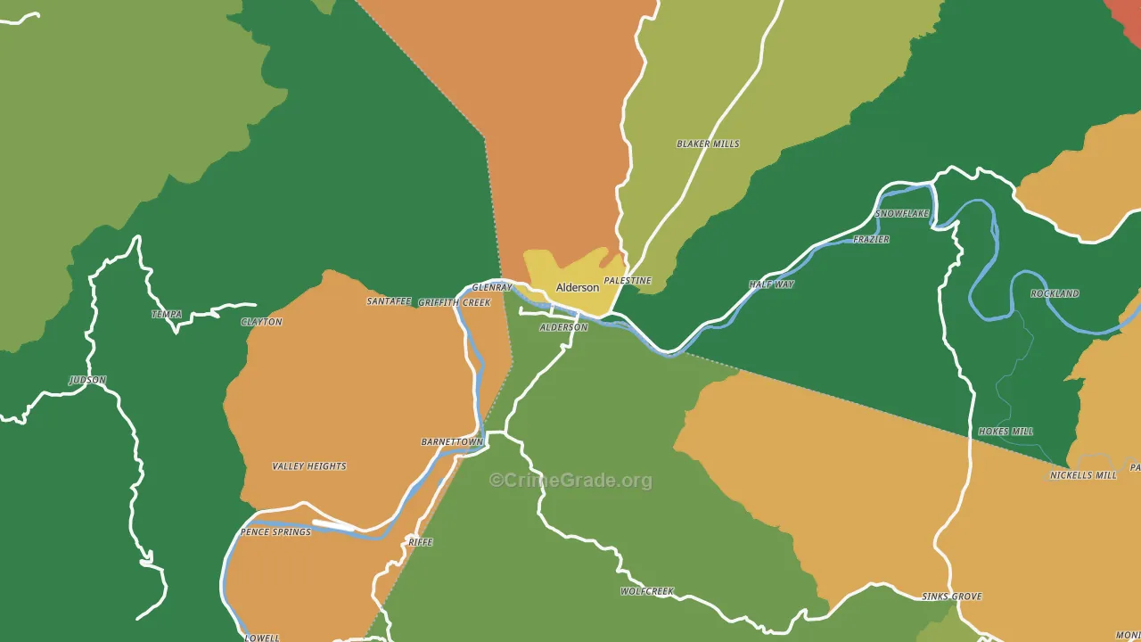 Alderson, WV Map of Assault Rates