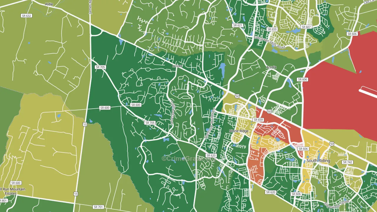 Aldie, VA Map of Assault Rates