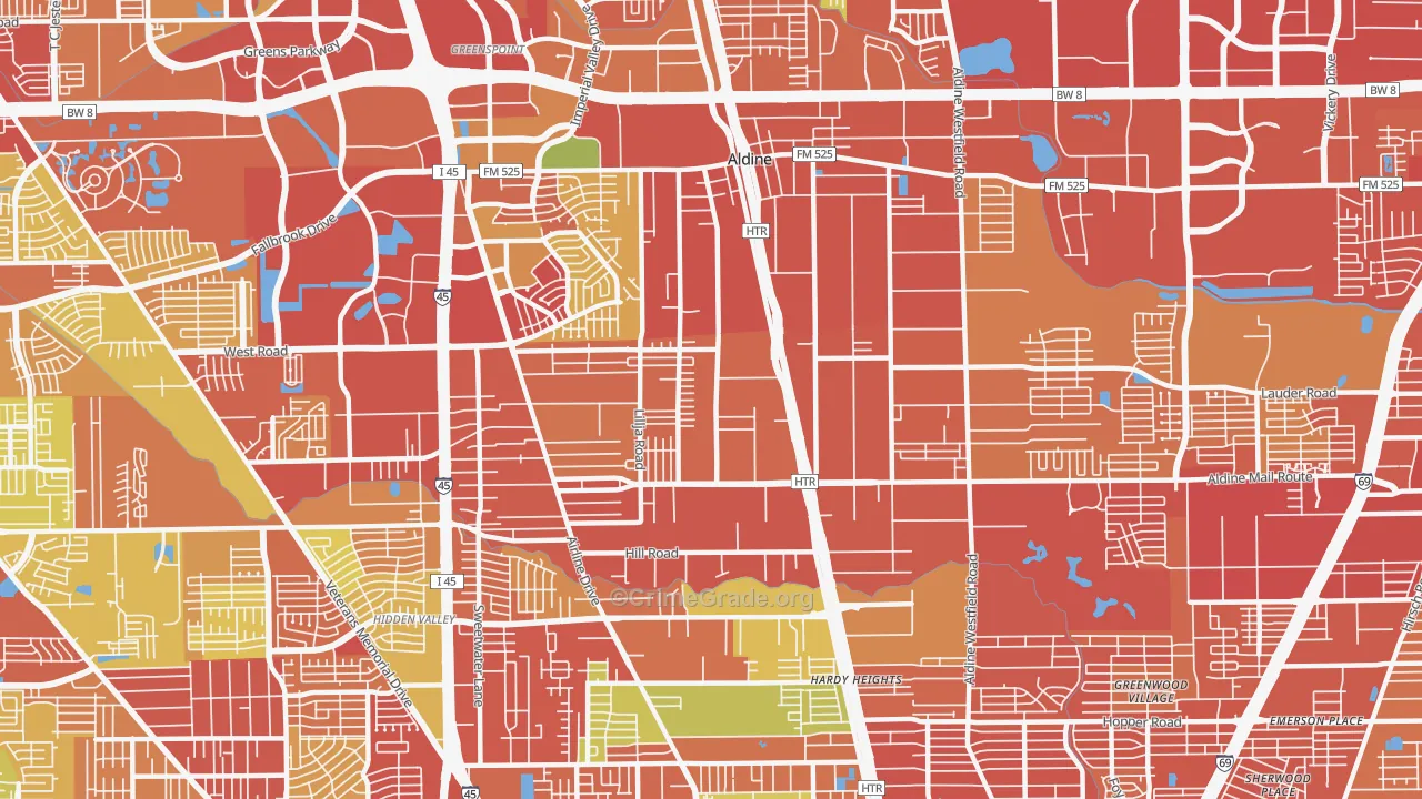 Aldine, TX Map of Assault Rates