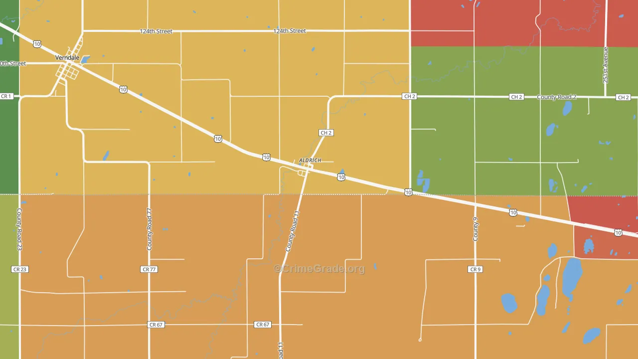 Aldrich, MN Map of Assault Rates