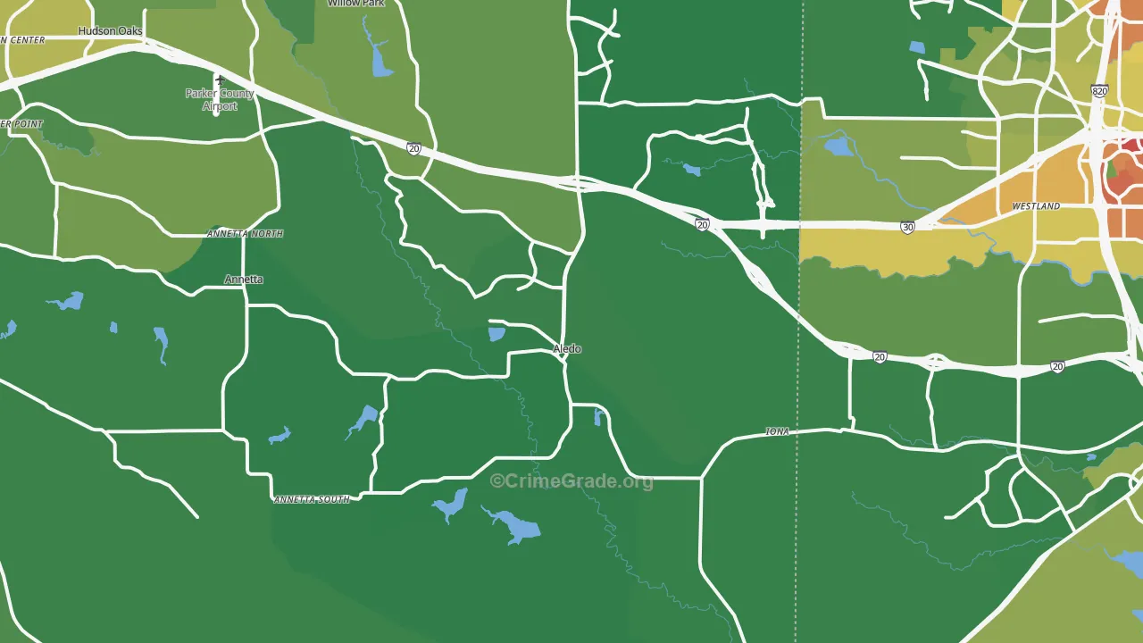 Aledo, TX Map of Assault Rates