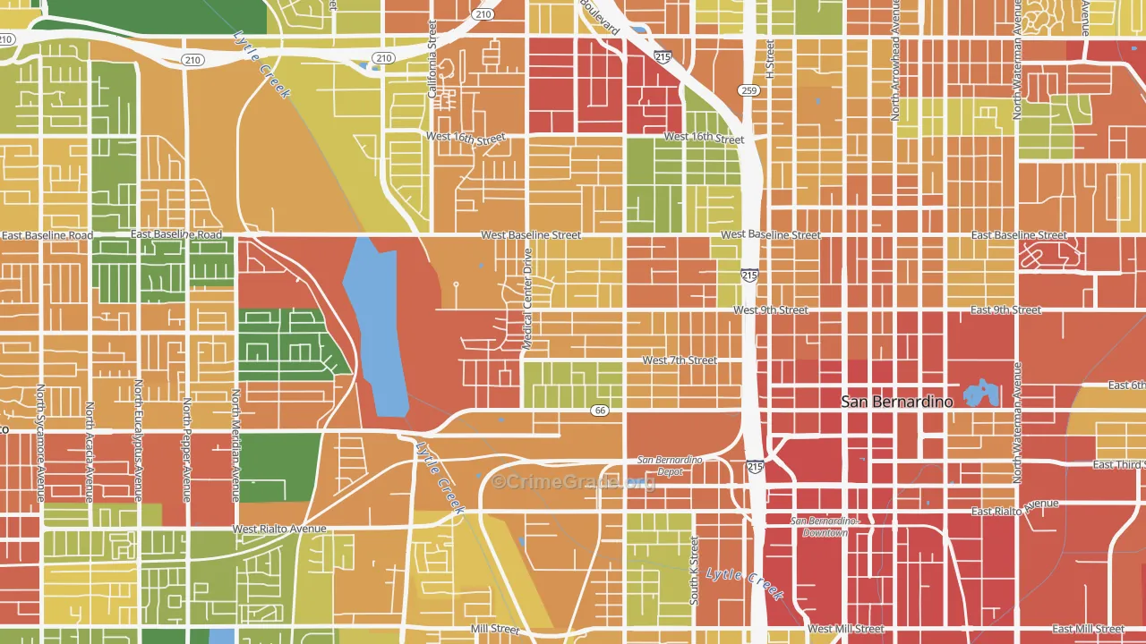 Alessandro, San Bernardino, CA Map of Assault Rates