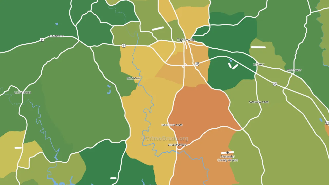 Alexander County, NC Map of Assault Rates