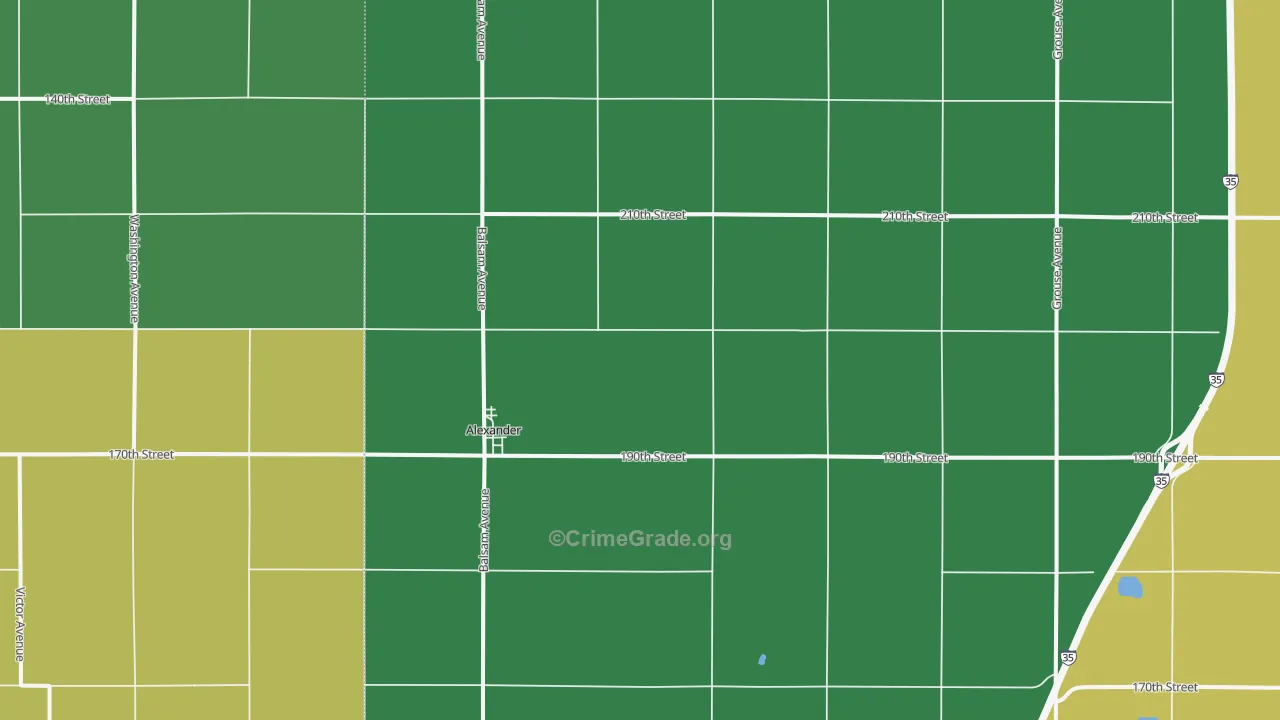 Alexander, IA Map of Assault Rates