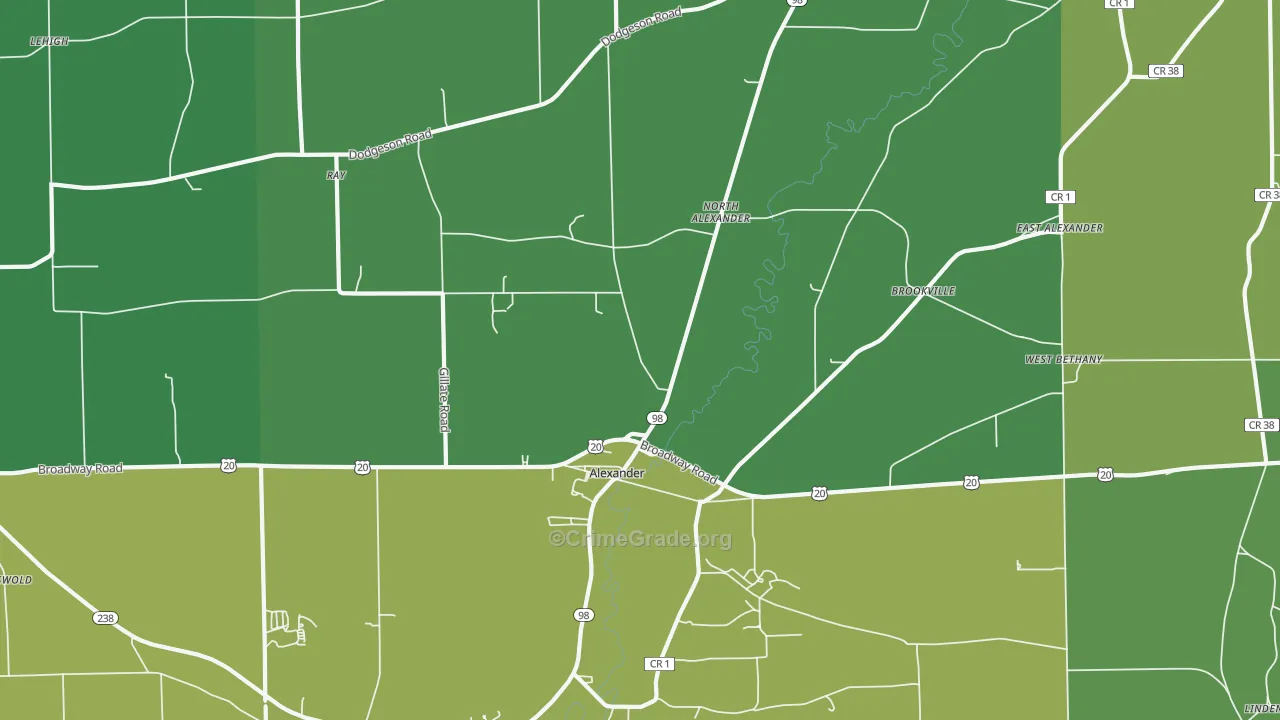 Alexander, NY Map of Assault Rates