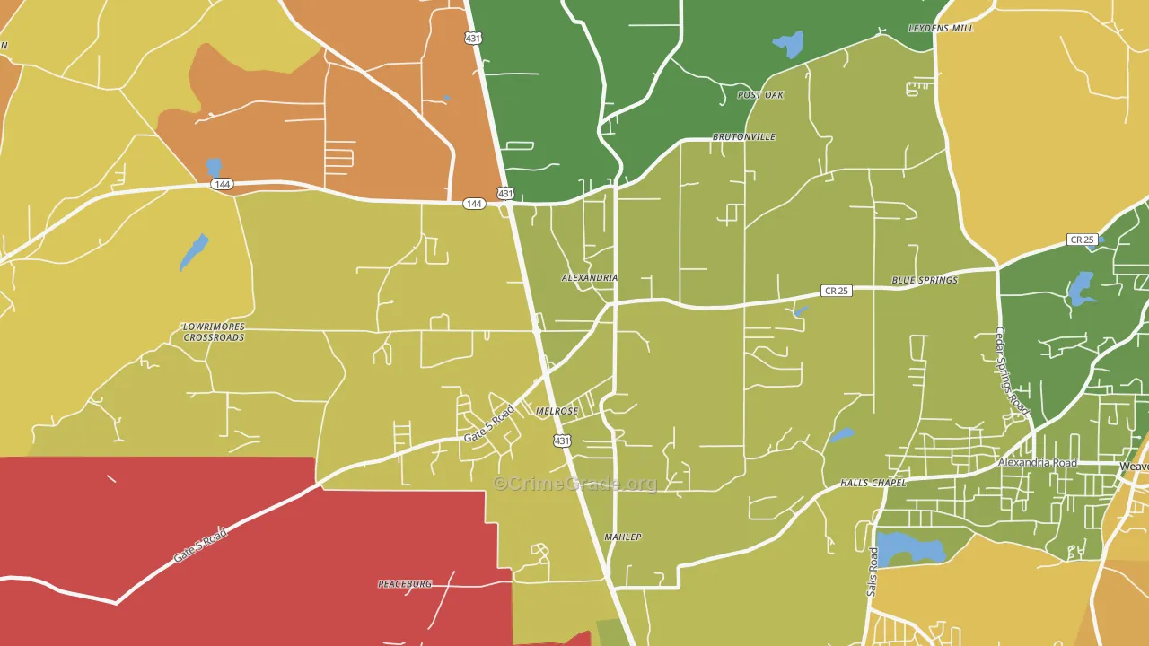 Alexandria, AL Map of Assault Rates