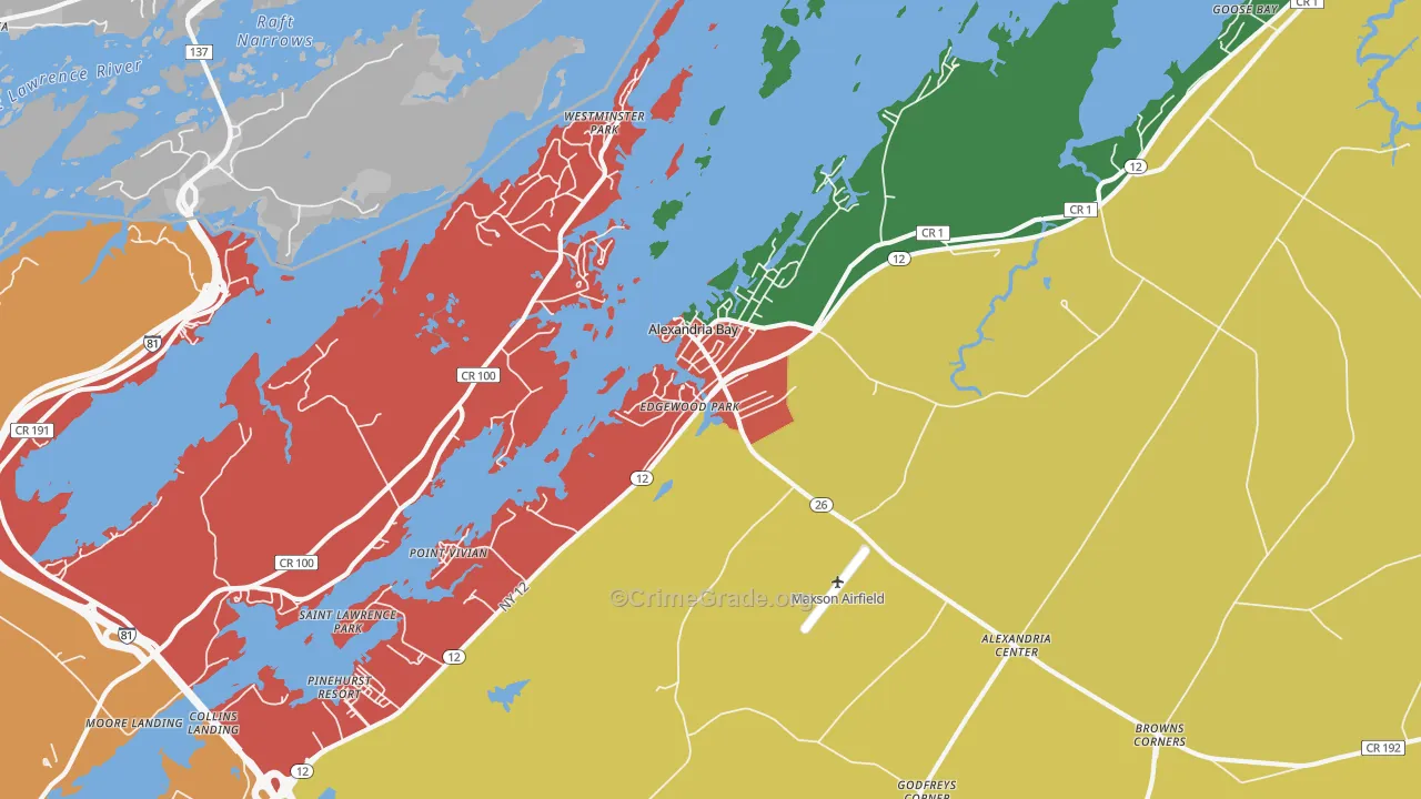 Alexandria Bay, NY Map of Assault Rates
