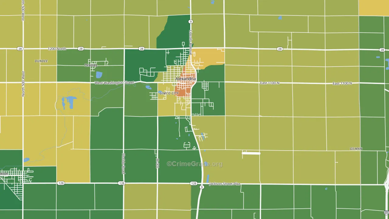 Alexandria, IN Map of Assault Rates