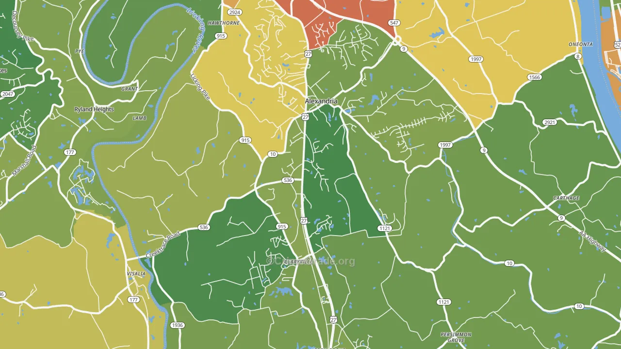 Alexandria, KY Map of Assault Rates