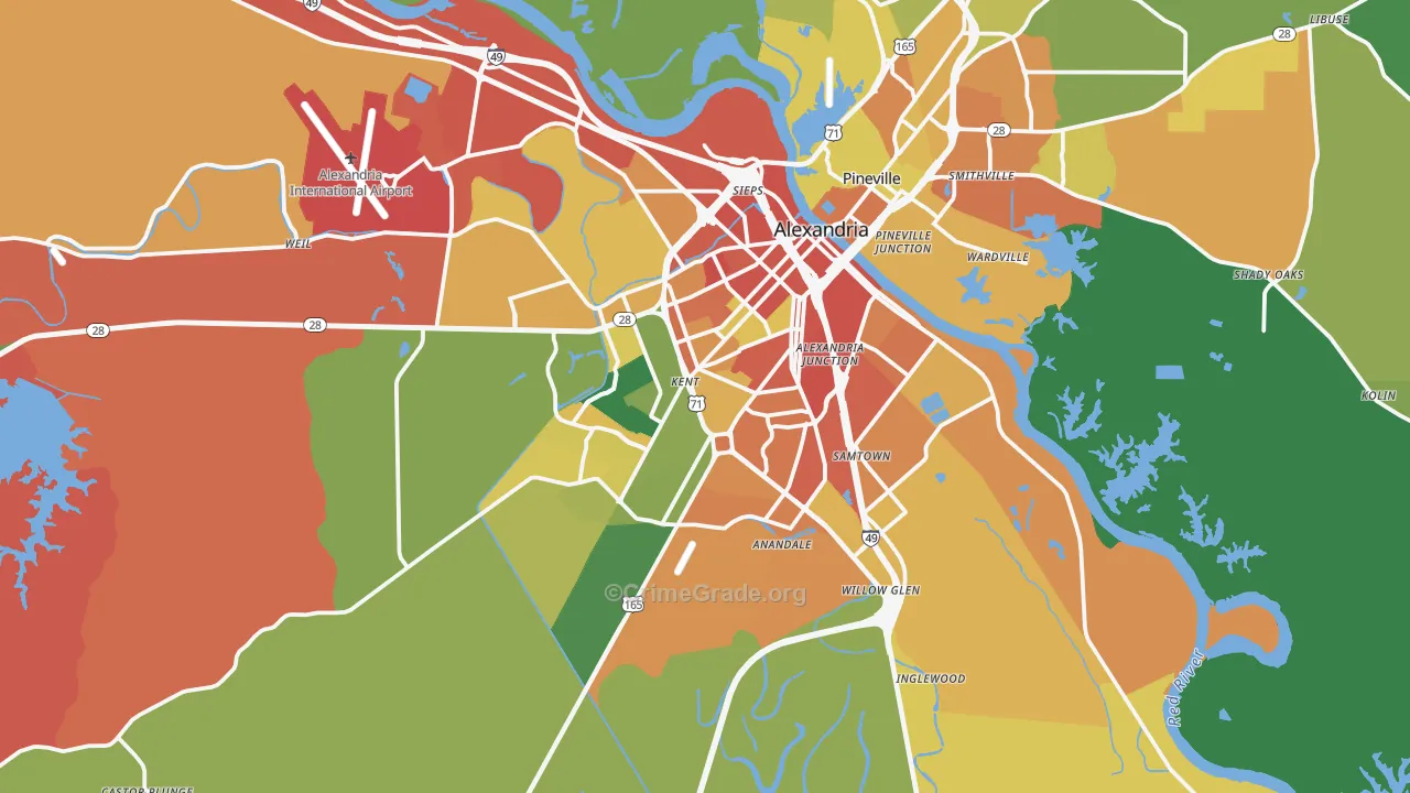 Alexandria, LA Map of Assault Rates