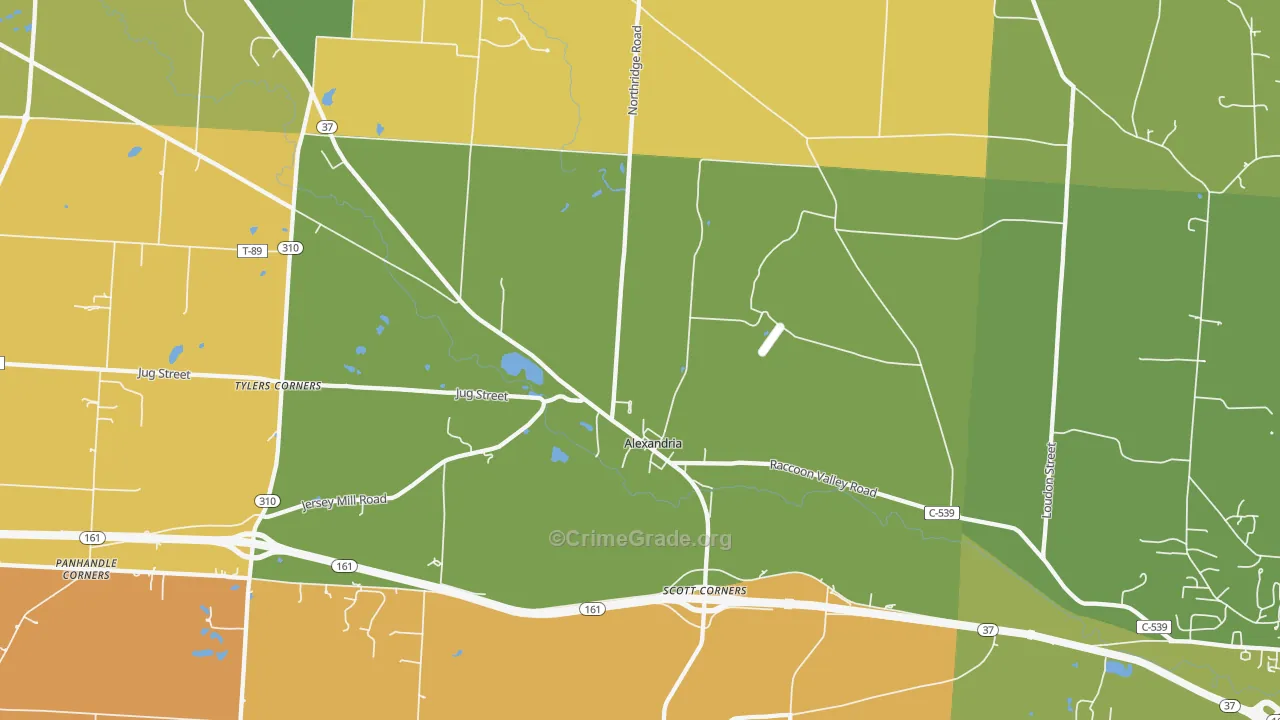 Alexandria, OH Map of Assault Rates