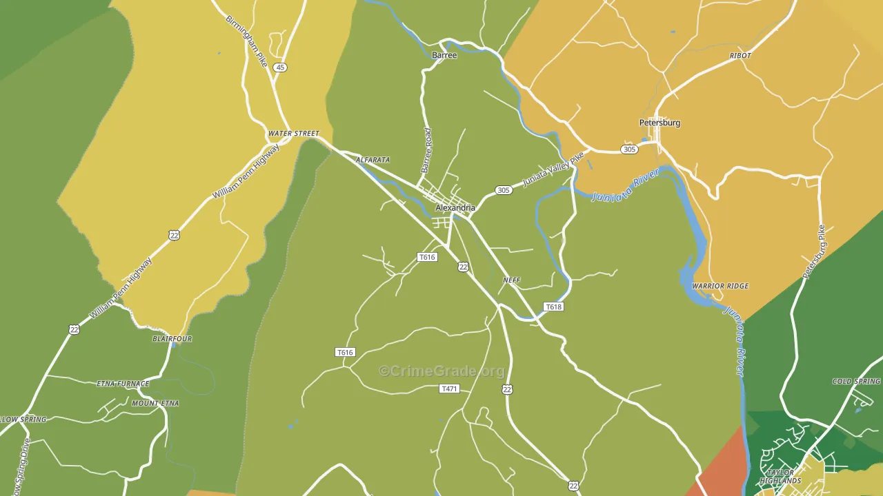 Alexandria, PA Map of Assault Rates