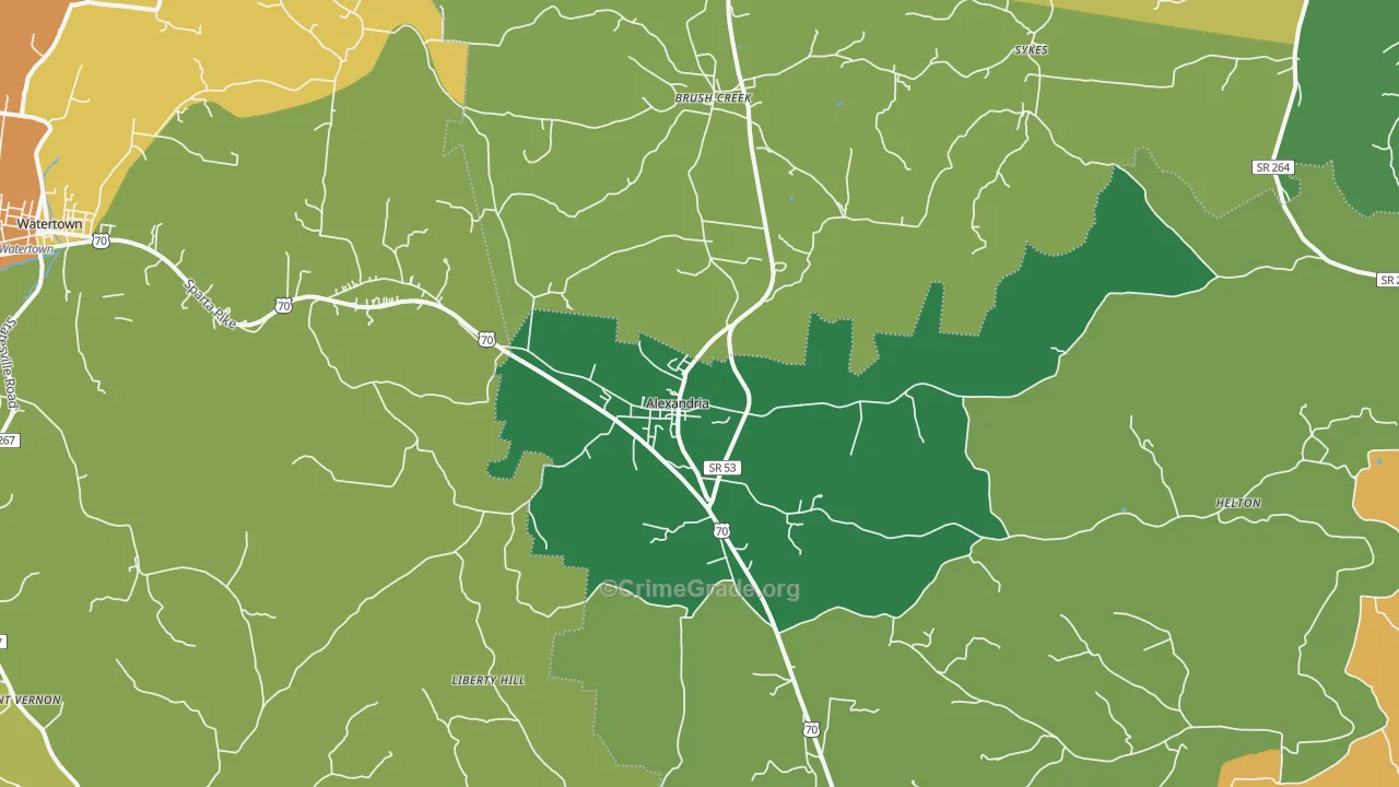 Alexandria, TN Map of Assault Rates