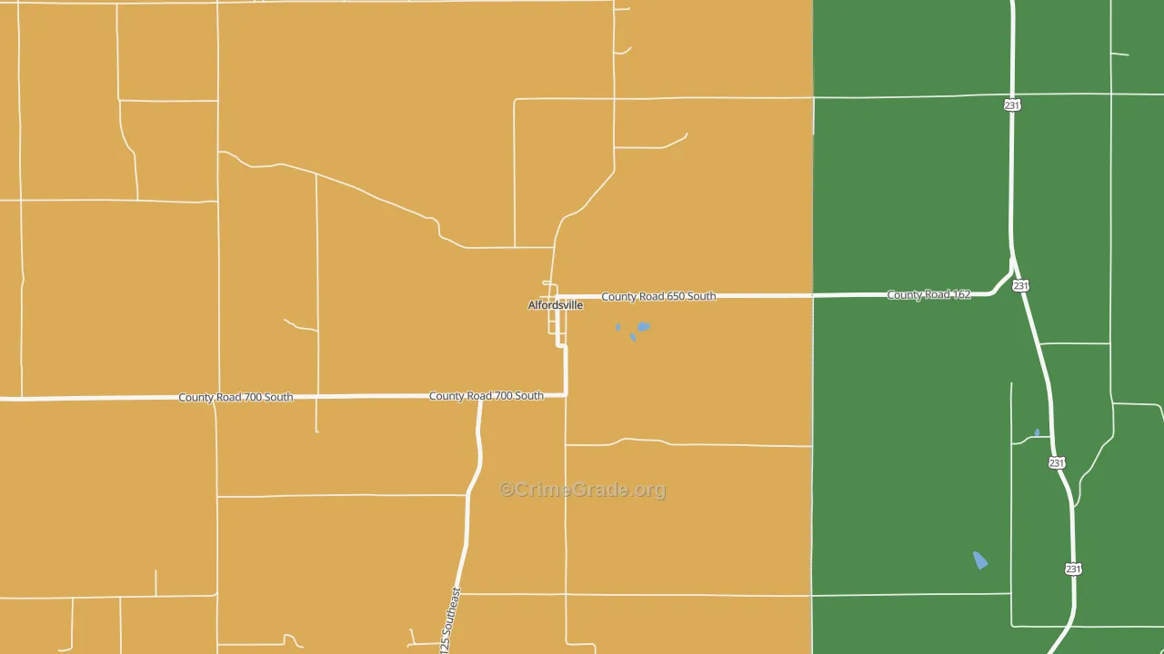 Alfordsville, IN Map of Assault Rates