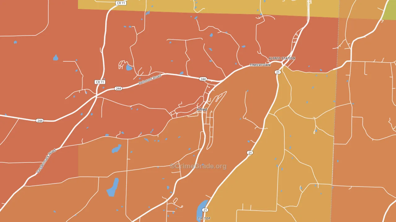 Alfred, NY Map of Assault Rates