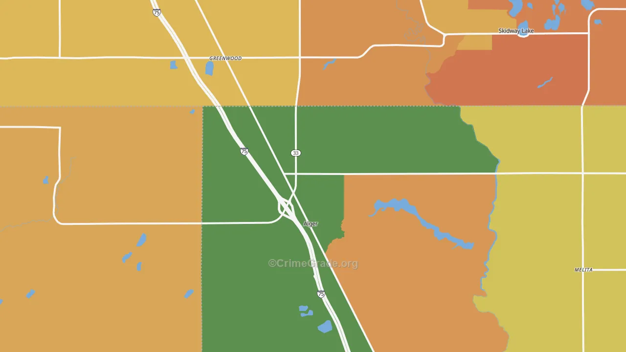Alger, MI Map of Assault Rates