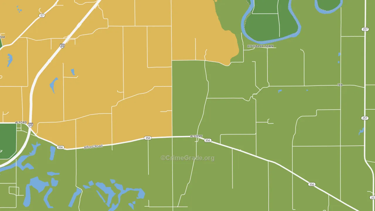 Algiers, IN Map of Assault Rates