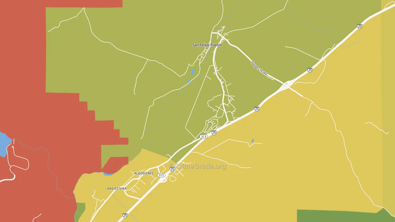 Algodones, NM Map of Assault Rates