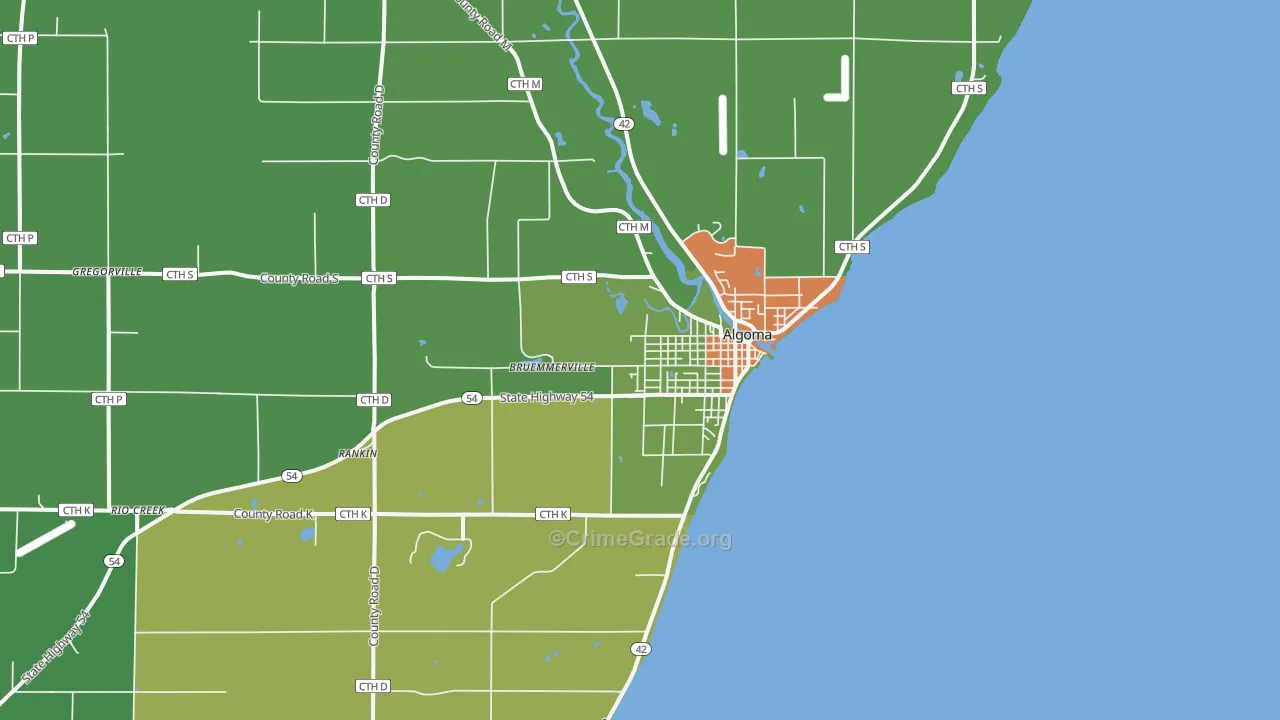 Algoma, WI Map of Assault Rates