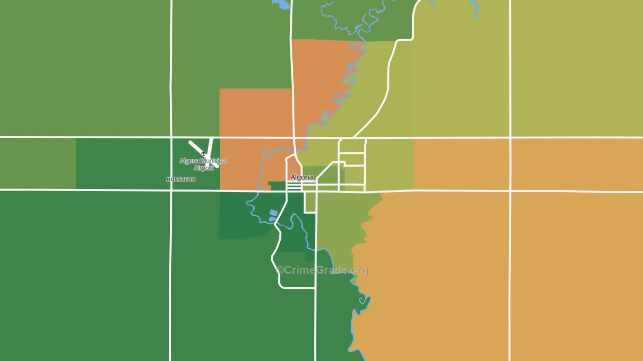 Algona, IA Map of Assault Rates