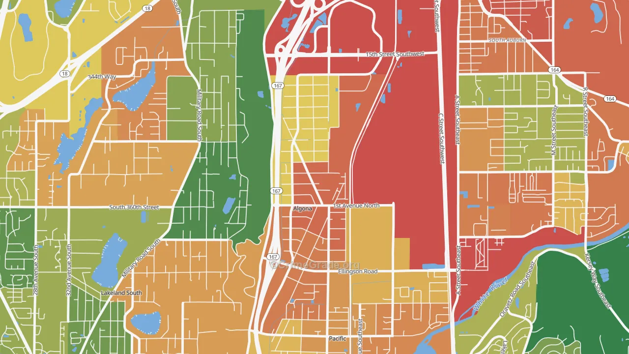Algona, WA Map of Assault Rates