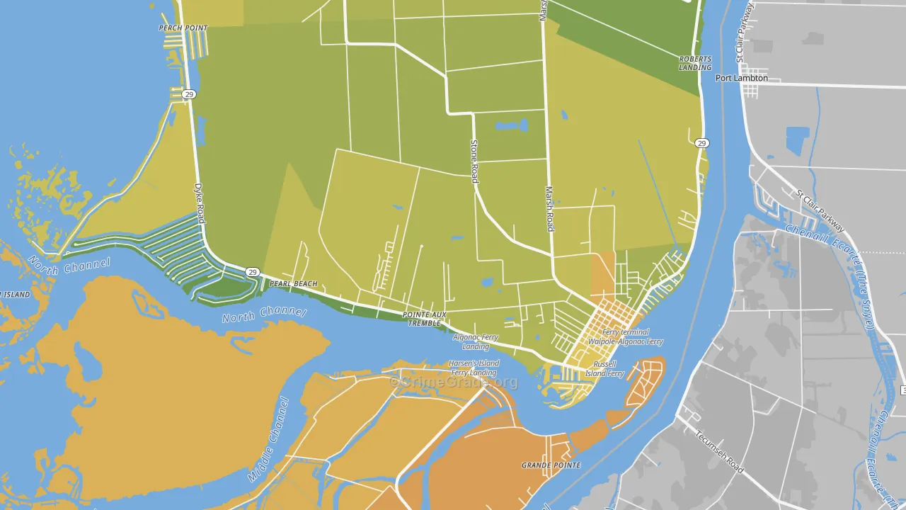 Algonac, MI Map of Assault Rates