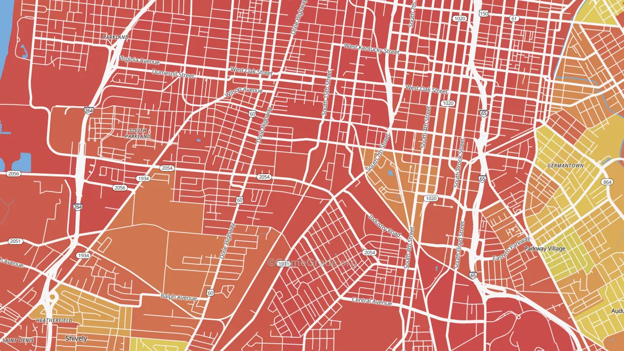 Algonquin, Louisville, KY Map of Assault Rates
