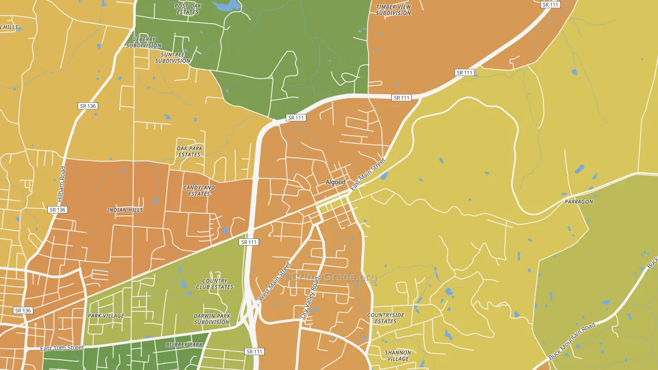 Algood, TN Map of Assault Rates
