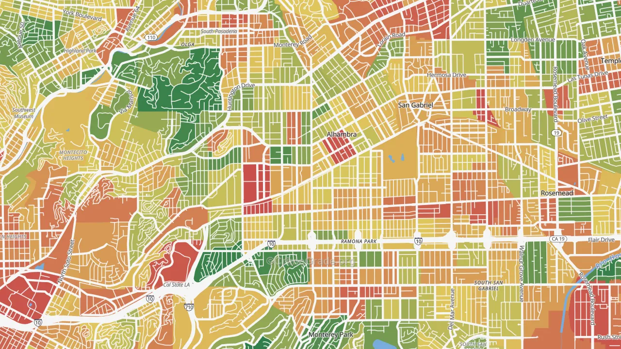 Alhambra, CA Map of Assault Rates