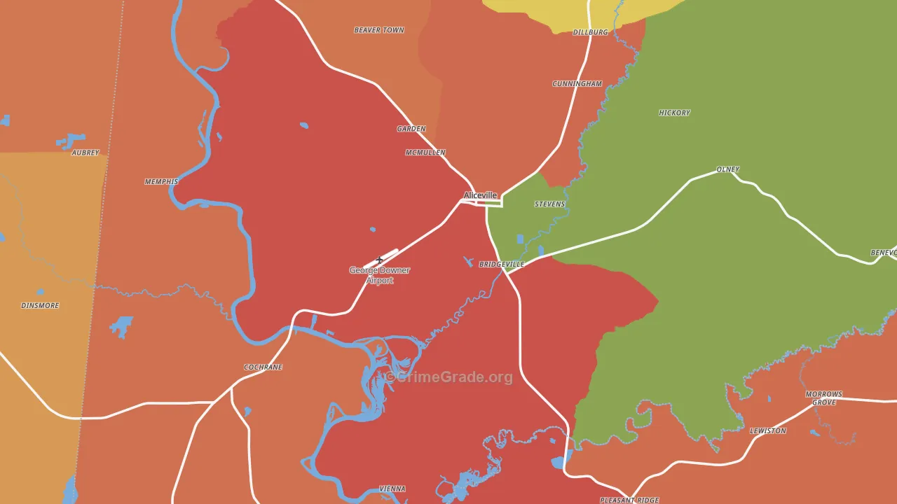 Aliceville, AL Map of Assault Rates