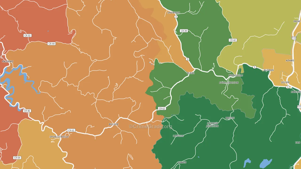 Alkol, WV Map of Assault Rates