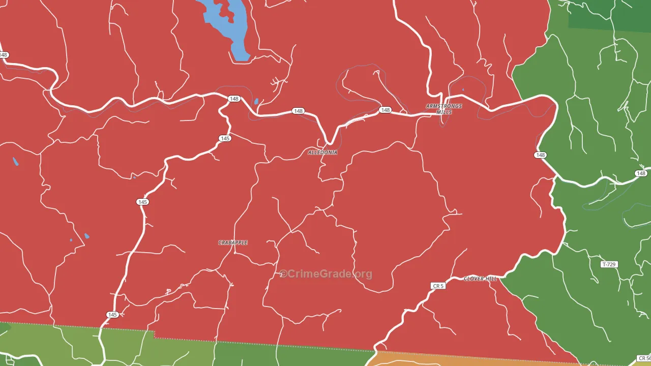 Alledonia, OH Map of Assault Rates