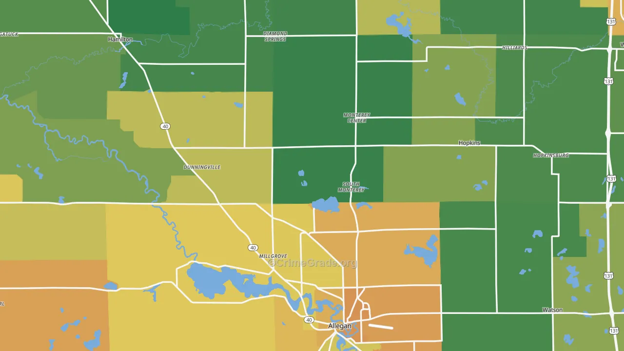 Allegan County, MI Map of Assault Rates