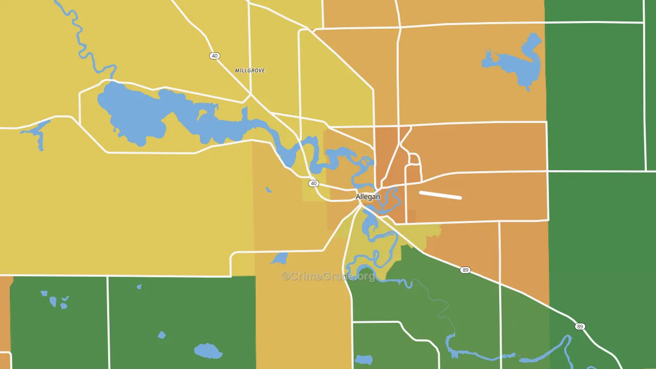 Allegan, MI Map of Assault Rates