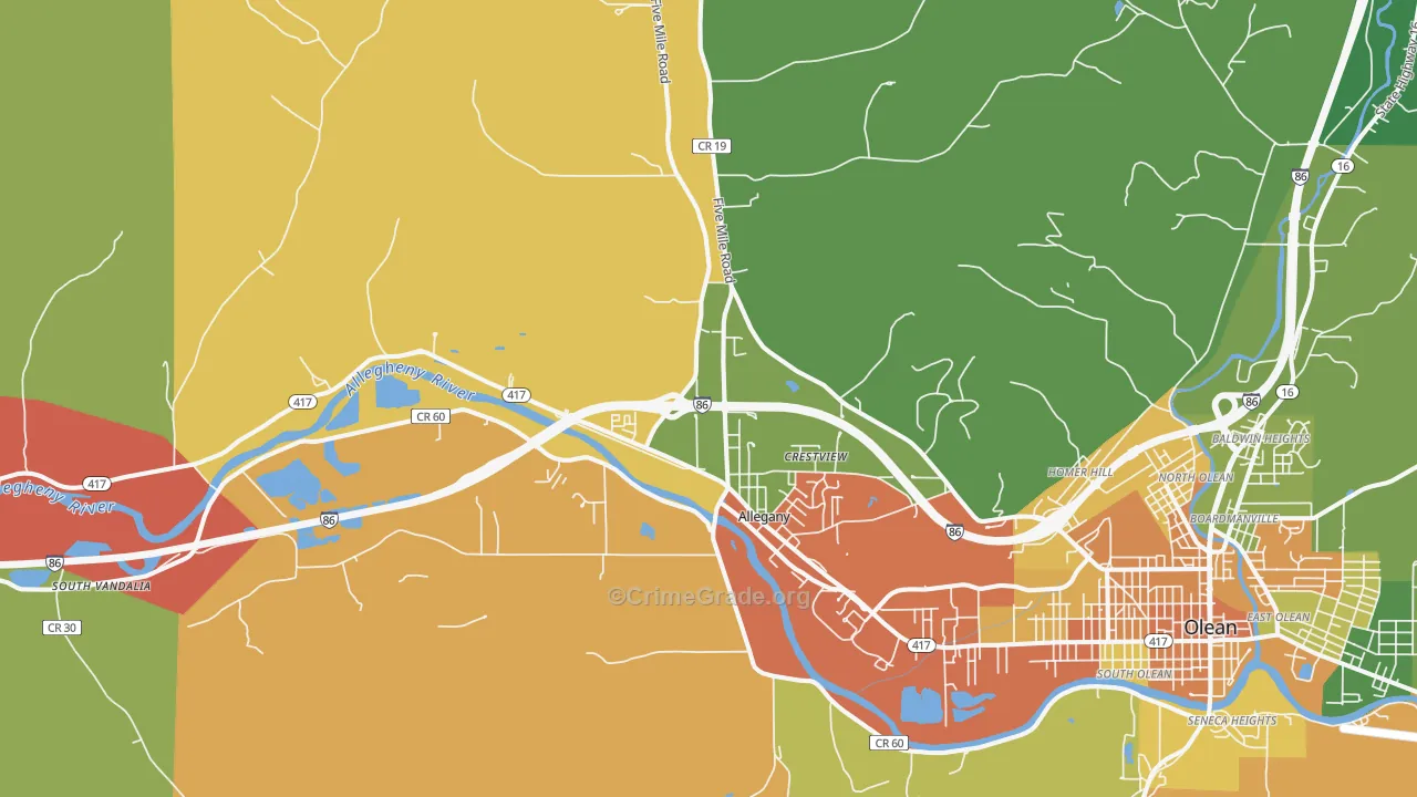 Allegany, NY Map of Assault Rates