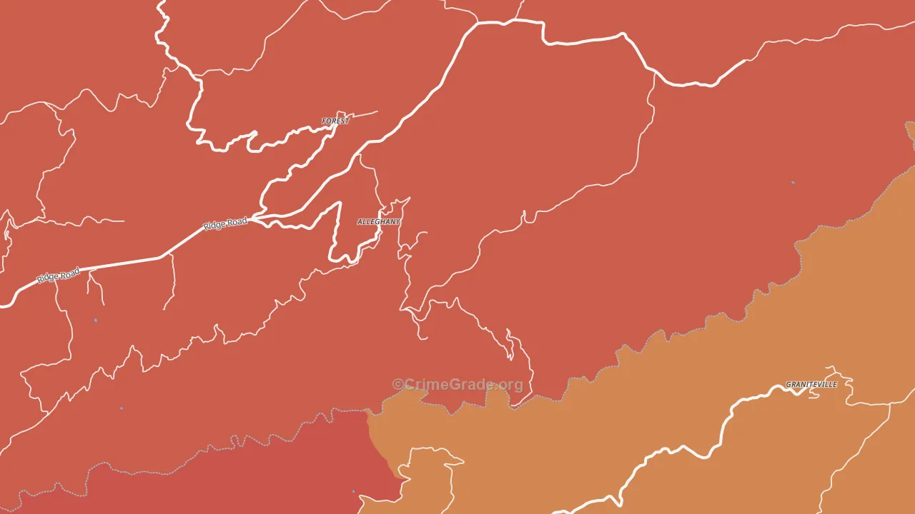 Alleghany, CA Map of Assault Rates