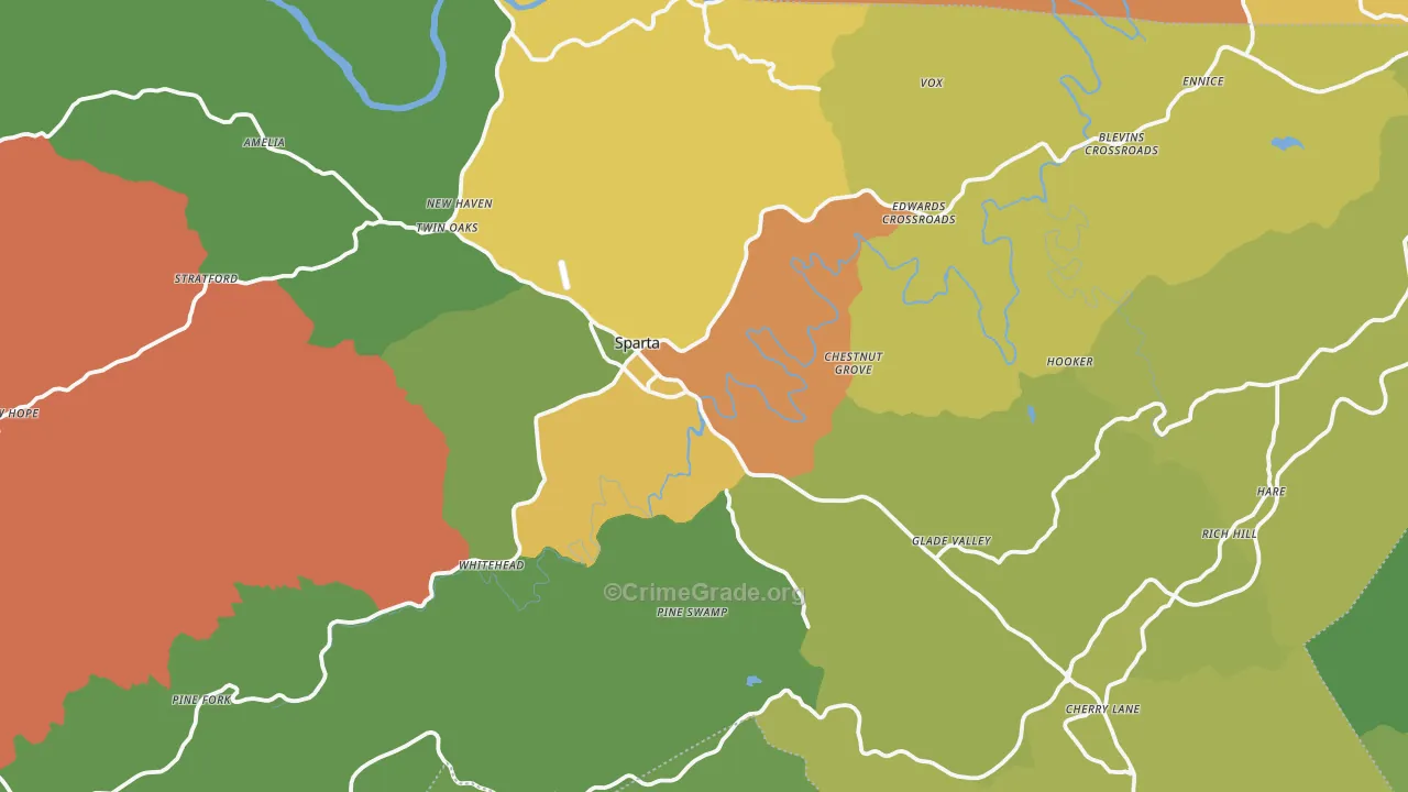 Alleghany County, NC Map of Assault Rates