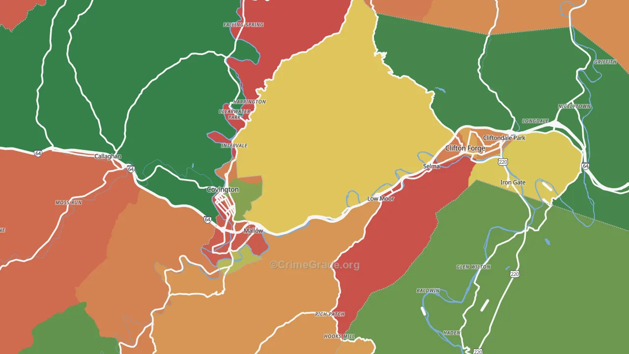 Alleghany County, VA Map of Assault Rates