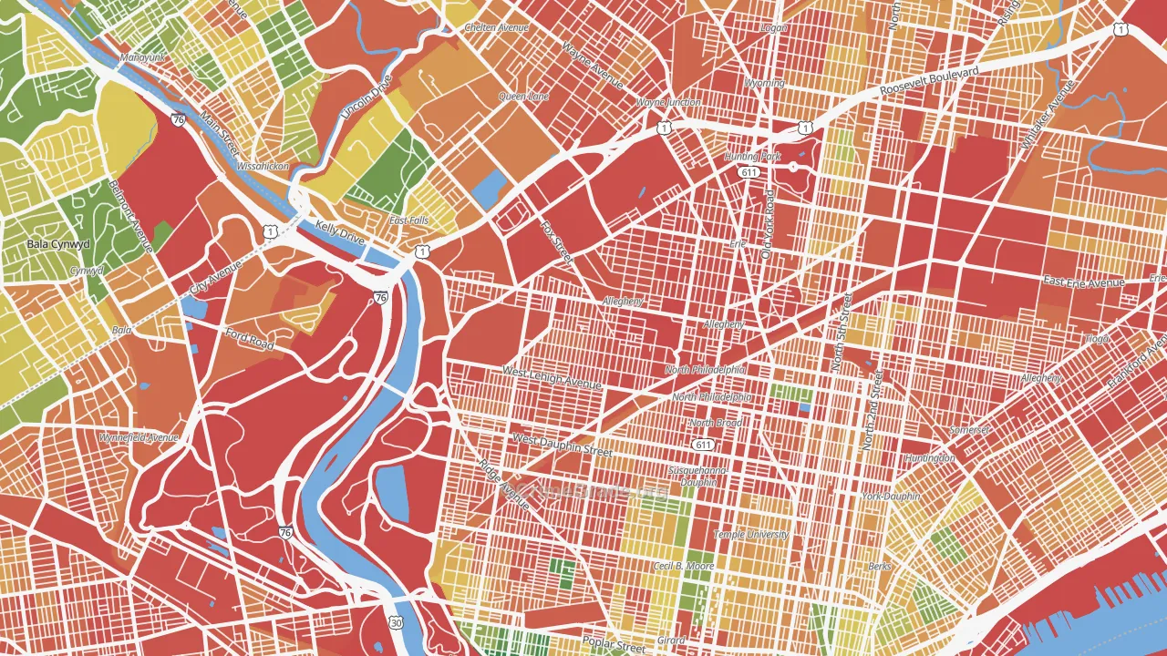 Alleghany West, Philadelphia, PA Map of Assault Rates