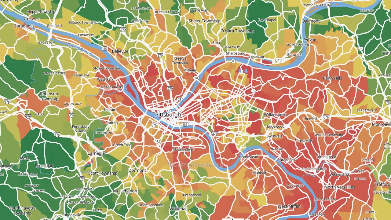 Allegheny County, PA Map of Assault Rates
