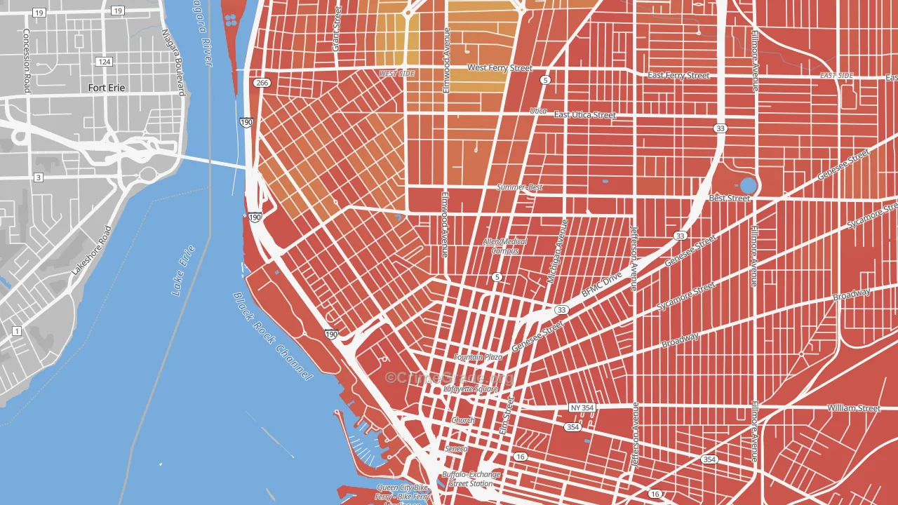 Allen, Buffalo, NY Map of Assault Rates