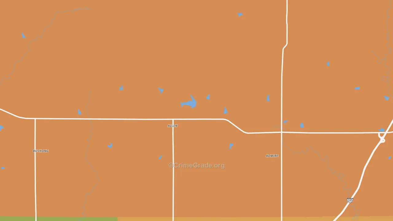 Allen, KS Map of Assault Rates