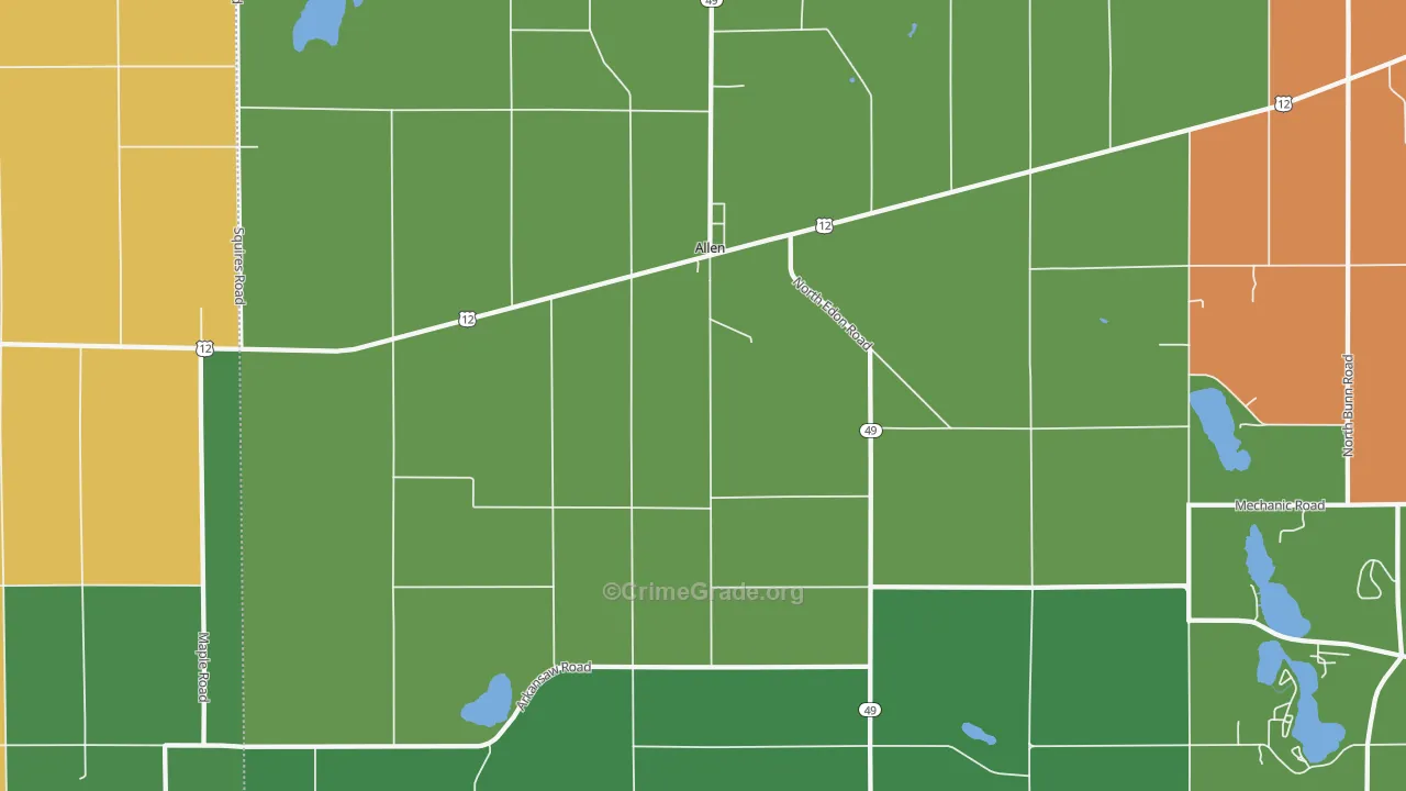 Allen, MI Map of Assault Rates
