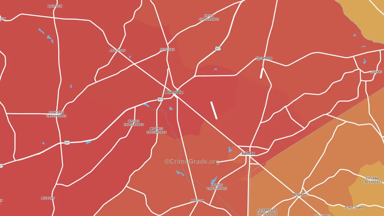 Allendale County, SC Map of Assault Rates