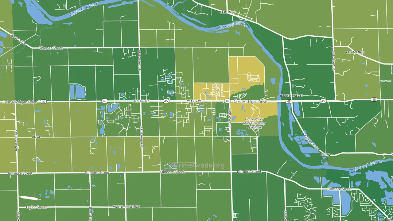 Allendale, MI Map of Assault Rates