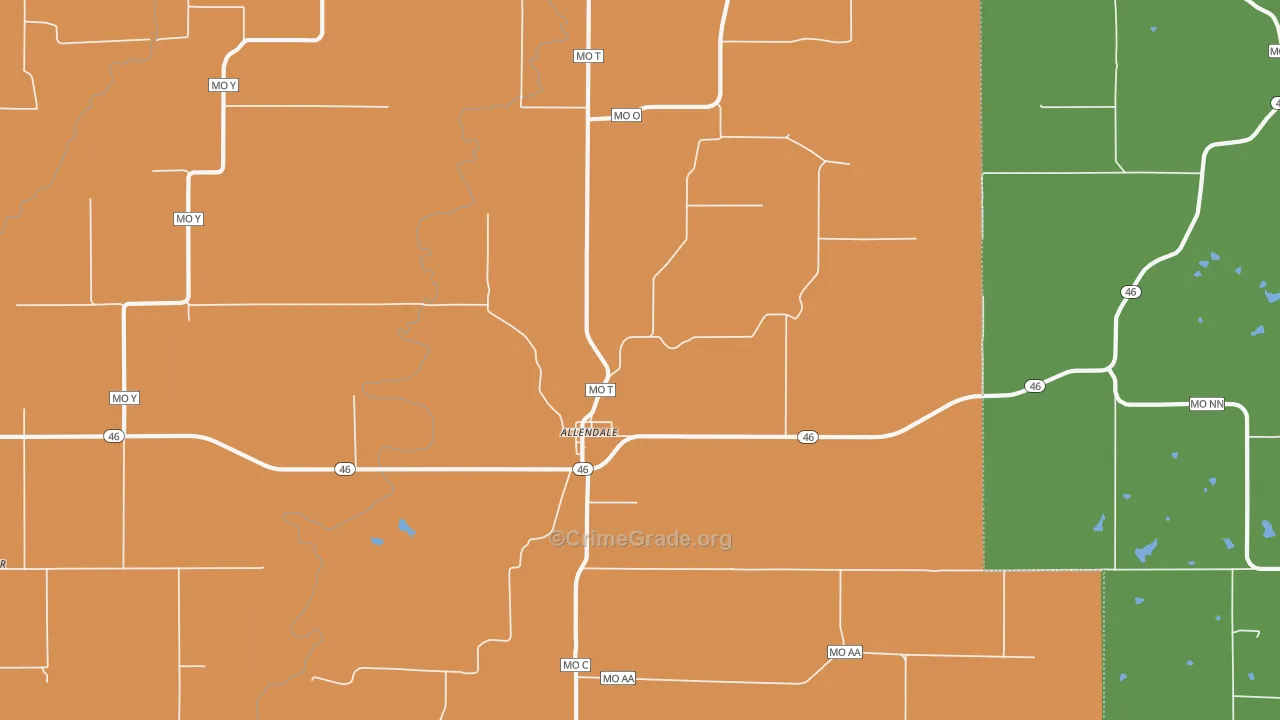 Allendale, MO Map of Assault Rates