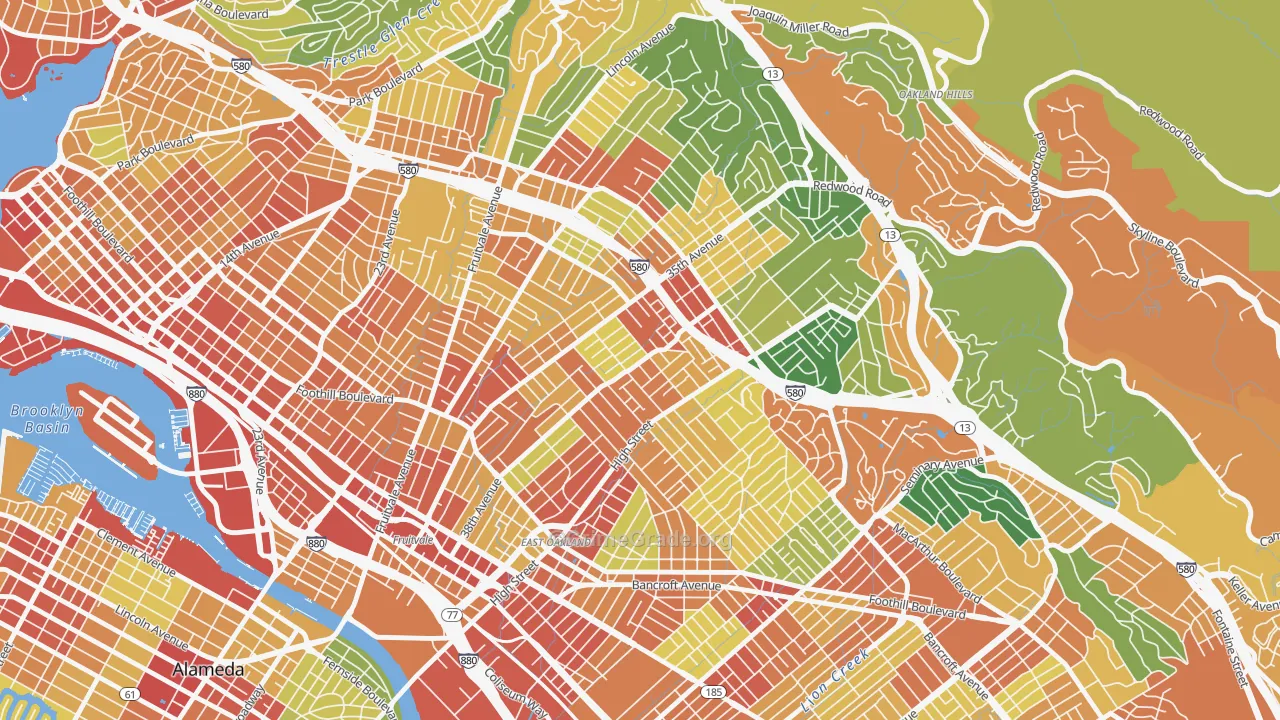 Allendale, Oakland, CA Map of Assault Rates