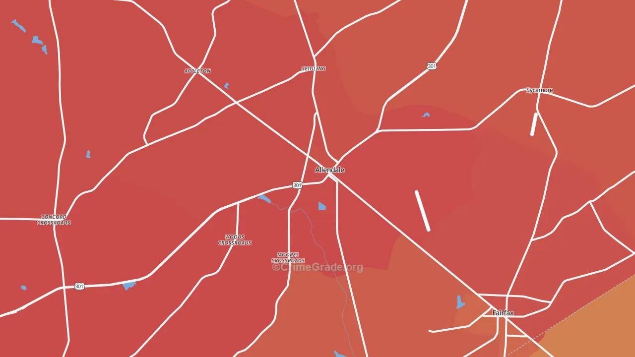 Allendale, SC Map of Assault Rates